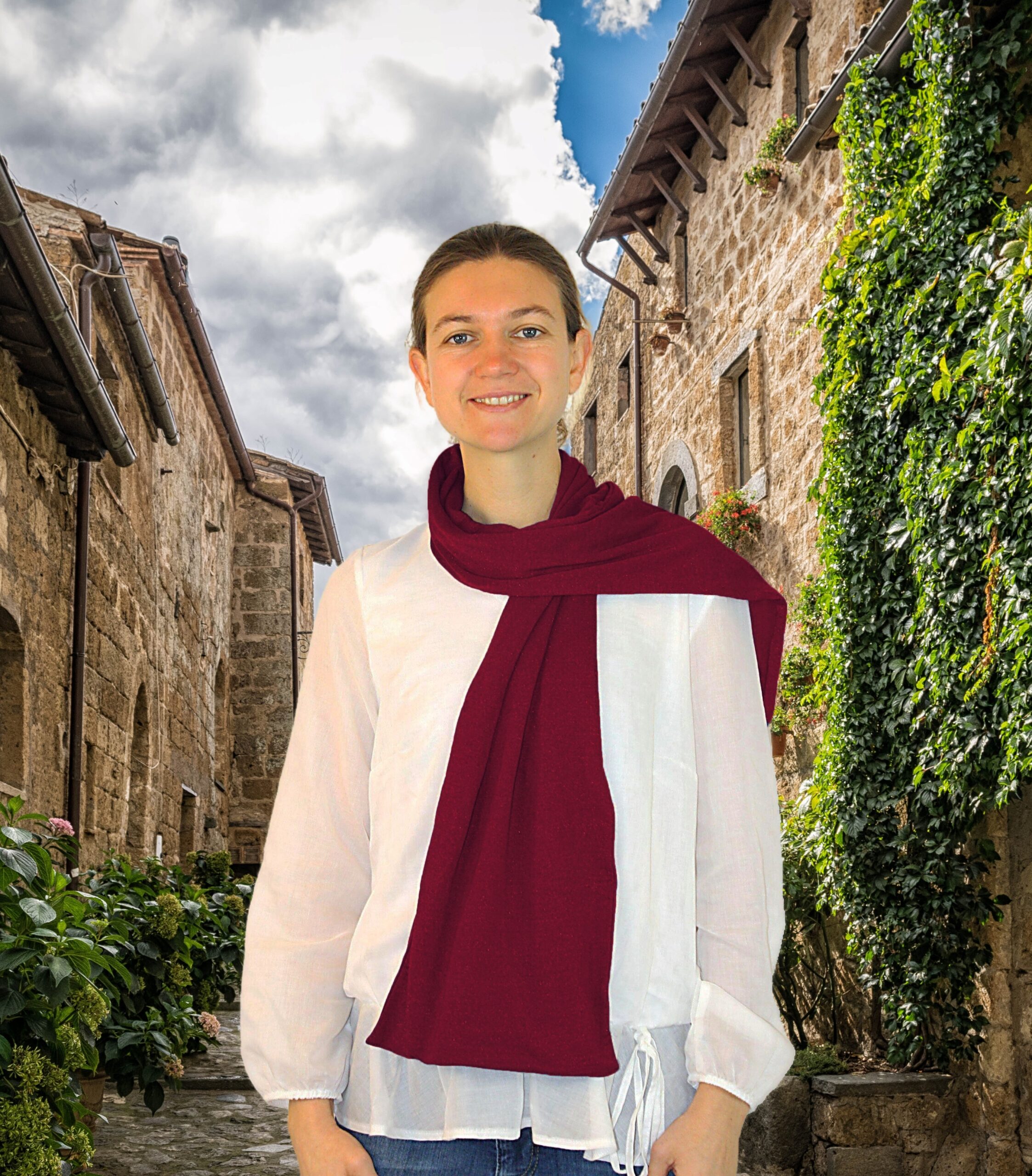 Baumwolle Schal - Bordeaux - 1-Cutter-2