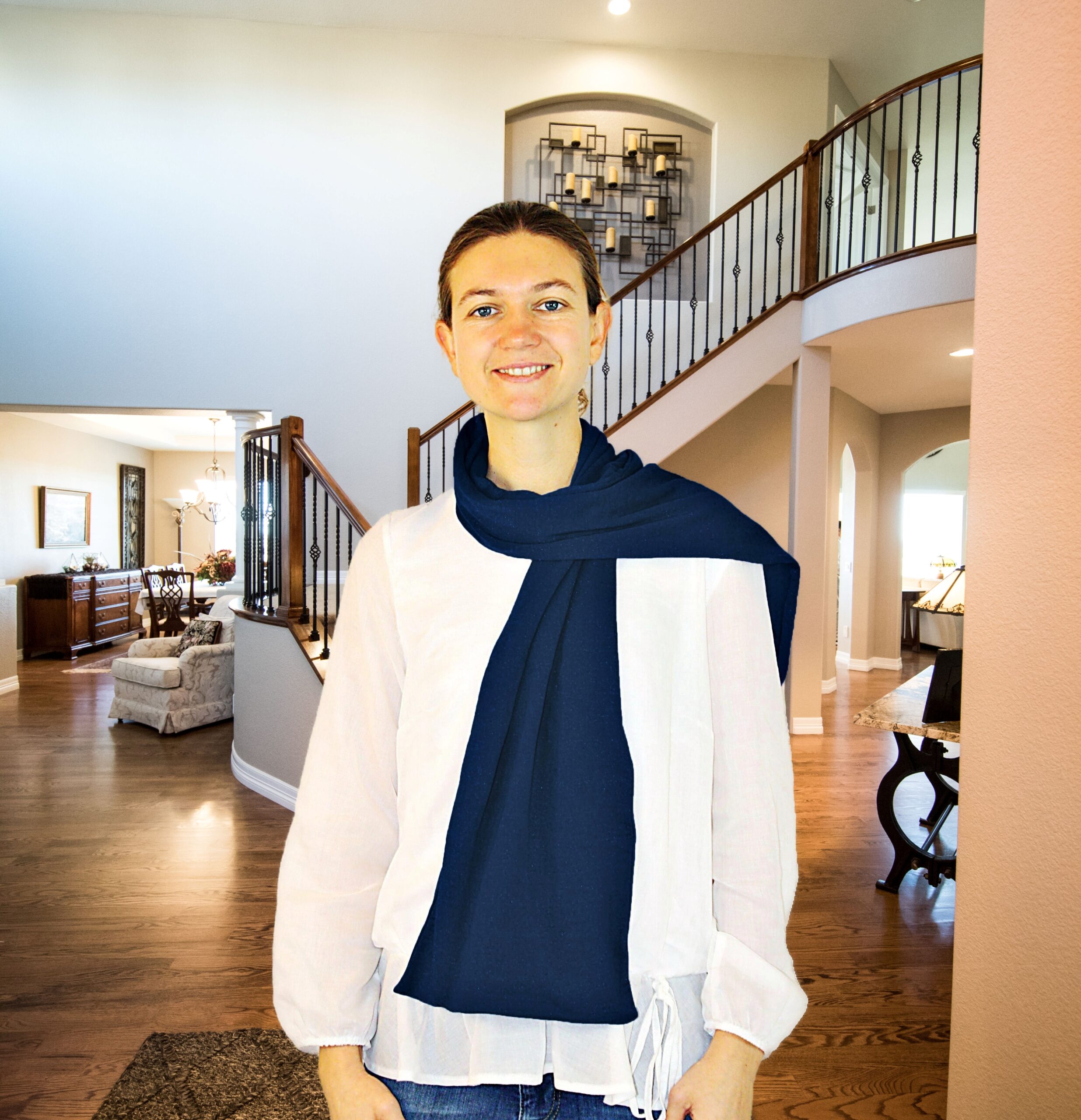 Baumwolle Schal - Marine - 1-Cutter