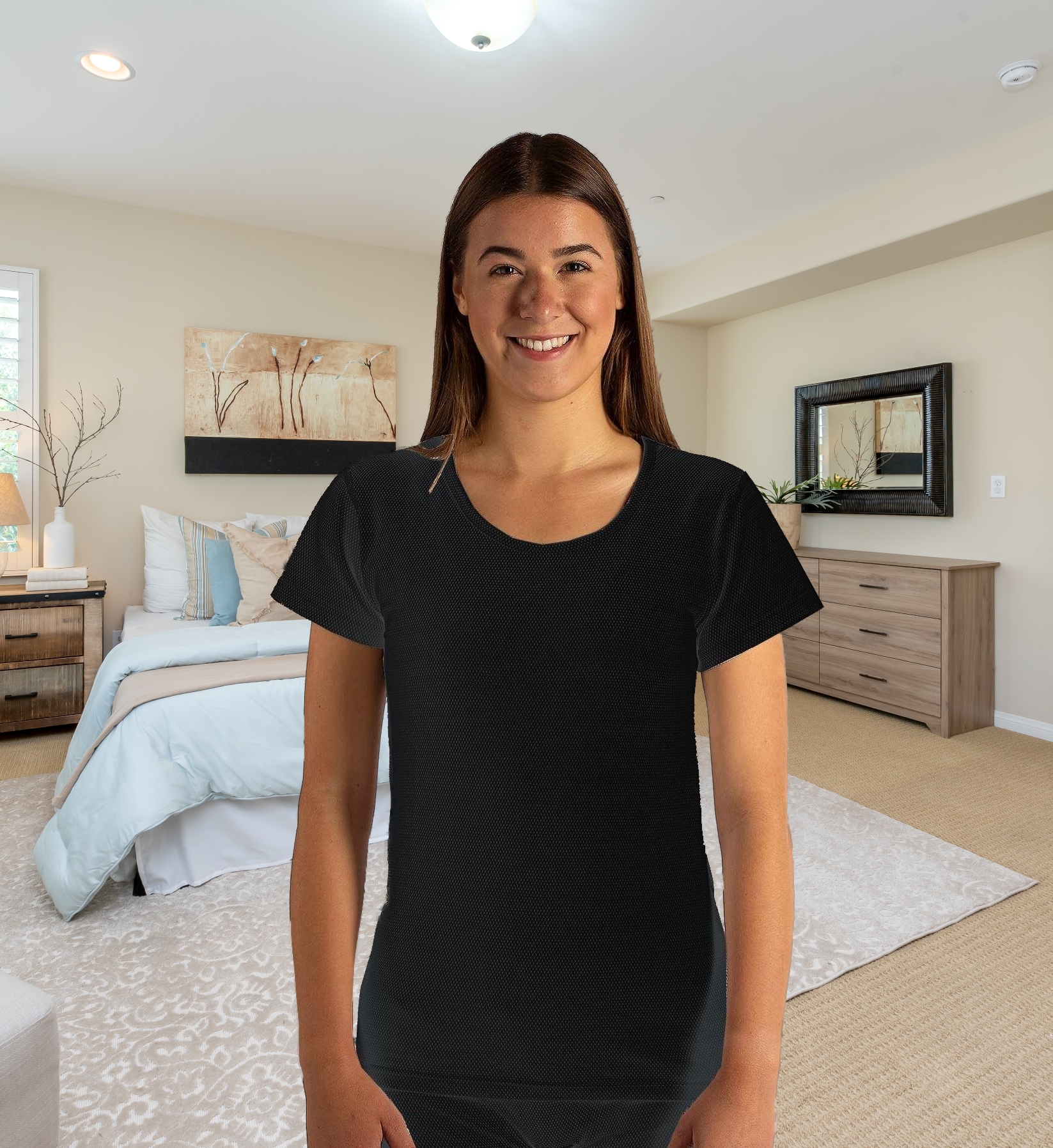 BioEnergy Damen Unterhemd Kurzarm Schwarz - 2 (Marke WaveSafe)